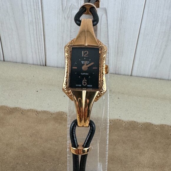 Gruen Curvex Swiss Quartz Dress Watch Women's Rose Gold Plated Luxury Watch - Picture 2 of 9